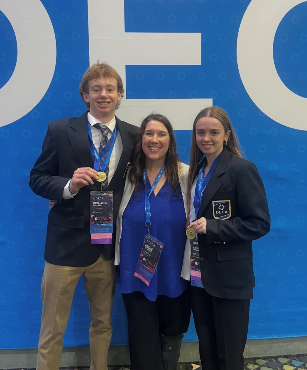 (Left to right) Ben Wilhelm, Ms. Beaulieu, and Sienna Goldberg